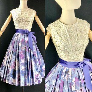 Flowers Pleat Skirt Summer Cocktail Garden Party W